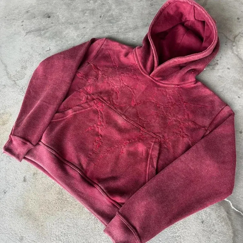 Riolio Vintage Sports High Street Hip-hop Printed Hoodie Sweatshirt Y2k Aesthetic Gothic Fashion Casual Couple Tops washed Clothing