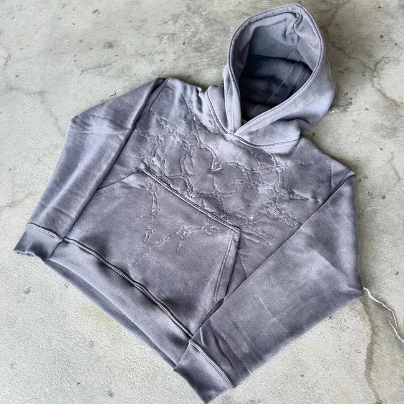 Riolio Vintage Sports High Street Hip-hop Printed Hoodie Sweatshirt Y2k Aesthetic Gothic Fashion Casual Couple Tops washed Clothing
