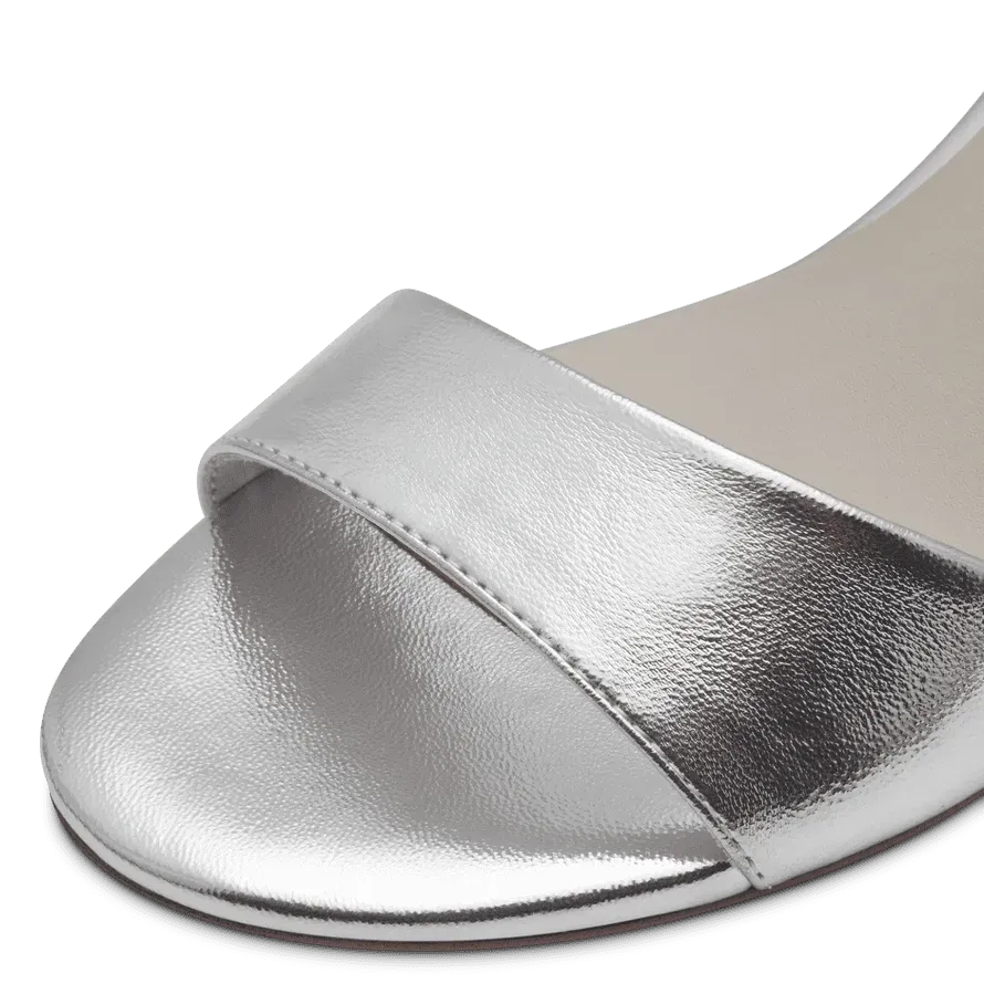 Tamaris Stylish Silver Vegan Heels with Buckle Strap