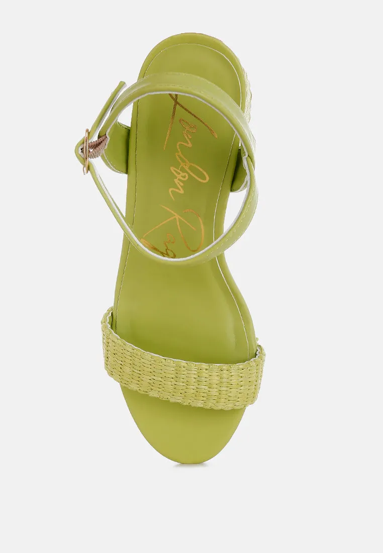 Tulata Raffia Pin Buckle Block Heels