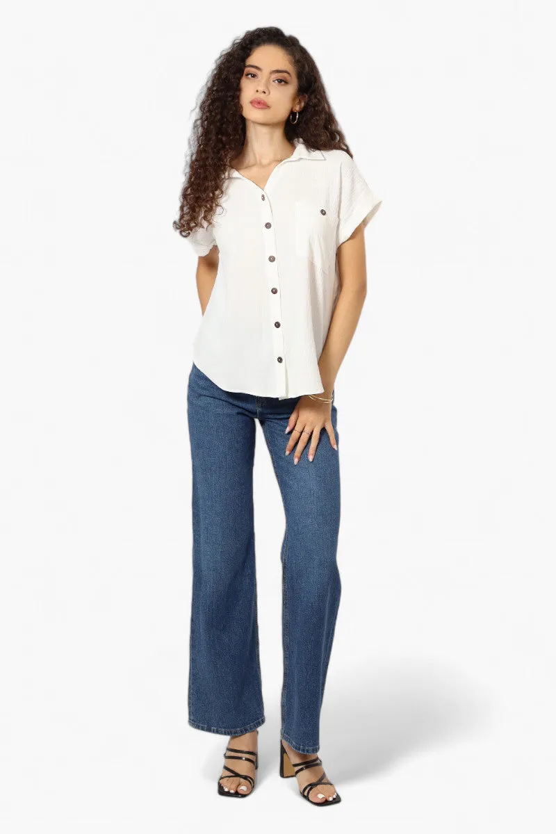 Urbanology Button Up Cap Sleeve Blouse - White