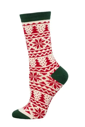 Women's SockSmith Christmas Fair Isle Socks – Holiday Cheer in Bamboo Comfort